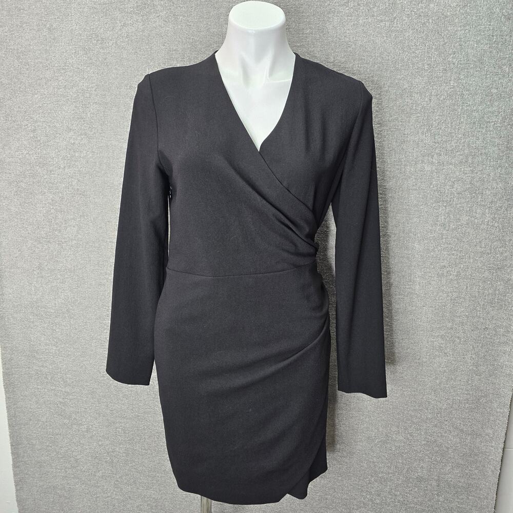 IRO HELENE FAUX WRAP BLACK DRESS, SIZE 40